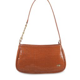 Metro Tan Textured Structured Shoulder Bag image 5
