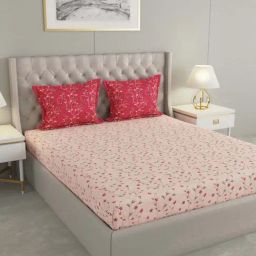 Raymond Home Mystique Pink 110 TC Cotton Queen Bedsheet with 2 Pillow Covers-image-94