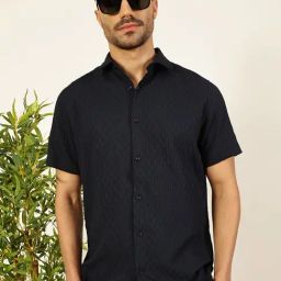 Thomas Scott Navy Regular Fit Texture Shirt-picture-17