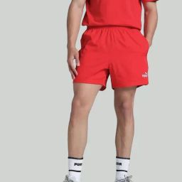 Puma Red Regular Fit Logo Printed Sports Shorts-31