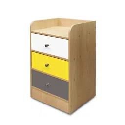 Kawachi Wooden Multipurpose Side Table With 3 Drawers For Bed Room, Living Room, KW23-Beige-MD-image-2