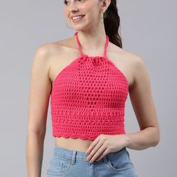 Magic Needles Halter Neck Cotton Crop Top-image-63