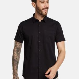 Mettle Black Cotton Regular Fit Shirt-image-49