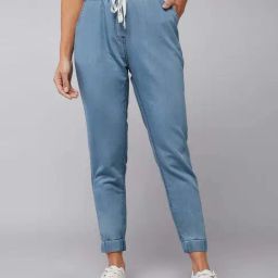 DOLCE CRUDO Blue PlainJoggers-image-36