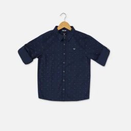 Allen Solly Junior Navy Cotton Printed Full Sleeves Shirt-picture-40