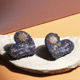 Sohi Women's Star Heart Stud Earrings  Midnight Blue-image-15