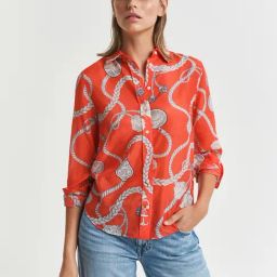 Gant Red Cotton Blend Printed Full Sleeves Shirt-image-54