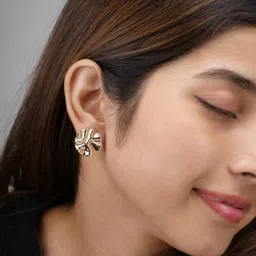 AARSEE OFFICIAL Anti-Tarnish22KT Gold Plated Round Ripple Earrings-image-99