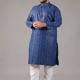 SOJANYA PLUS Size Ethnic Motifs Printed Band Collar Straight Kurta-17