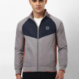 Peter England Grey Regular Fit Colour Block Jacket-picture-13