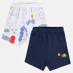 MINIKLUB Boys Navy & White Printed Shorts (Pack Of 2)-image-59