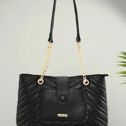 Fastrack MTO MTS Black Quilted Medium Tote Handbag-18