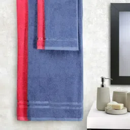 CORE Designed By Spaces Seasons Best Blue & Pink Cotton 380 GSM Bath Linen Set-image-15