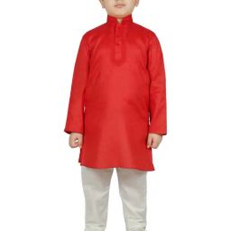 SG Yuvraj Kids Red & White Printed Kurta with Pyjama-image-82