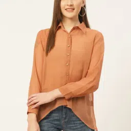 Trend Arrest Dark Peach Regular Fit Shirt-49