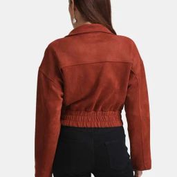 Kazo Rust Plain Crop Jacket image 3