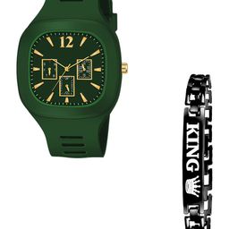 THE SHOPOHOLIC Men Dial & Bracelet Style Straps Analogue Watch SQ-GREEN-KING-image-90