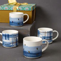 Home4U Blue & White Bone China 8 cm Mug (0.47 L) - Set of 4-image-58