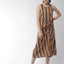 StyleStone Multicolor Striped Midi Dress-image-78