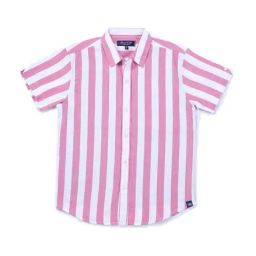 Gini & Jony Kids Pink & White Cotton Striped Shirt-image-81