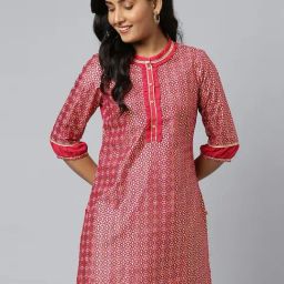 Aurelia Women Pink Festive Floral Print Viscose Blend Kurta-image-38