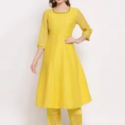 DART STUDIO Yellow Embroidered A Line Kurta-92