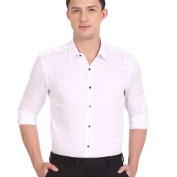 Arrow New York White Cotton Slim Fit Checks Shirt-image-64
