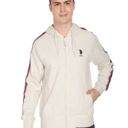 U.S. Polo Assn. Off White Cotton Regular Fit Striped Hooded Sweatshirt-picture-40