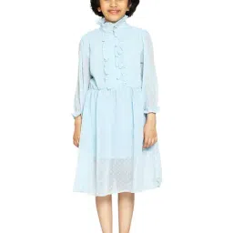 Kiddopanti Kids Blue Self Design Full Sleeves Dress-image-51
