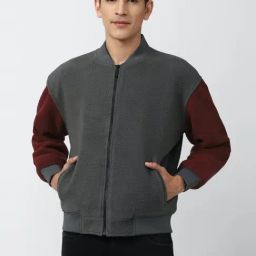 Forever 21 Grey & Maroon Regular Fit Colour Block Jacket-image-52