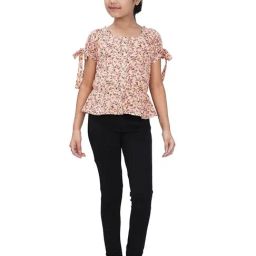 Tiny Girl Peach Floral Print Shirt-image-15
