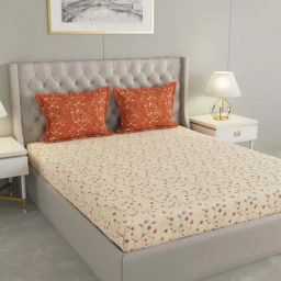 Raymond Home Mystique Orange 110 TC Cotton Queen Bedsheet with 2 Pillow Covers-image-66