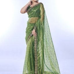 Mitera Embellished Embroidered Net Saree image 4