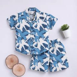 Clt.s Unisex Blue & White Printed Shirt With Shorts-image-53