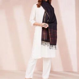 Fabindia Black Silk Woven Stole-image-52