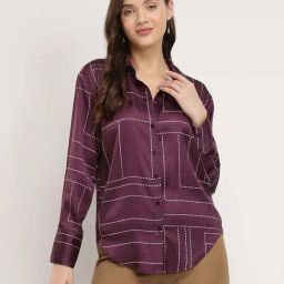 Fablestreet Maroon Printed Casual Shirts-image-9