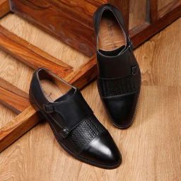 Louis Stitch Men's Obsidian Black Monk Shoes-image-83