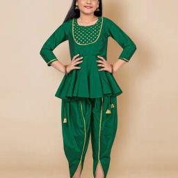 Fashion Dream Kids Green Printed Kurti With Dhoti Pants Set-picture-6
