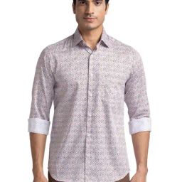 ColorPlus Brown Cotton Tailored Fit Printed Shirt-image-47