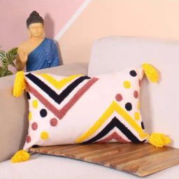 STITCHNEST Multicolor Polycotton Hand Crafted Embroidered Bohemian Ternate Cushion Cover-image-20