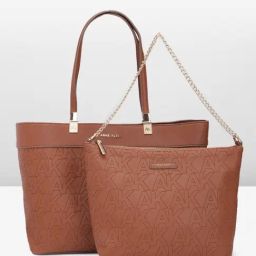 Anne Klein Saddle Textured Tote Handbag with Pouch-33