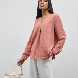 Wardrobe by Westside Dull Pink Crinkle-Textured Top-picture-11