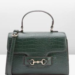 Anne Klein Green Textured Satchel Handbag-30