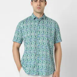 Van Heusen Blue Cotton Slim Fit Printed Shirt-picture-21