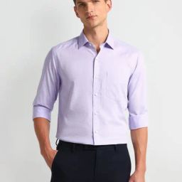 Arrow Purple Cotton Slim Fit Self Pattern Shirt-picture-16