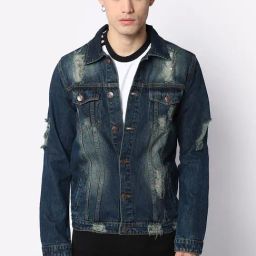 High Star Blue Cotton Regular Fit Denim Jacket-picture-46