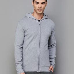 Code by Lifestyle Grey Melange Regular Fit Hooded Sweatshirt-image-14