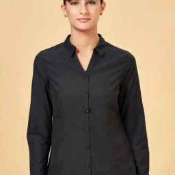 Annabelle by Pantaloons Jet Black Regular Fit Formal Shirt-picture-11