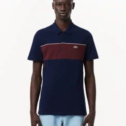 Lacoste Blue Regular Fit Colour Block Polo T-Shirt-image-55