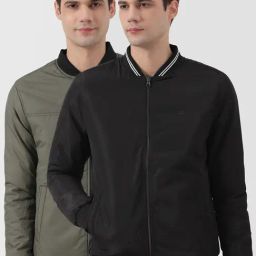 Peter England Black Regular Fit Reversible Jacket-image-100